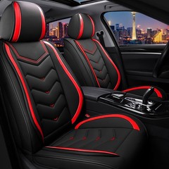 Car Seat Covers Honda Accord Hybrid 2005-2026 Sport Nappa Leather Black Red 2Pcs