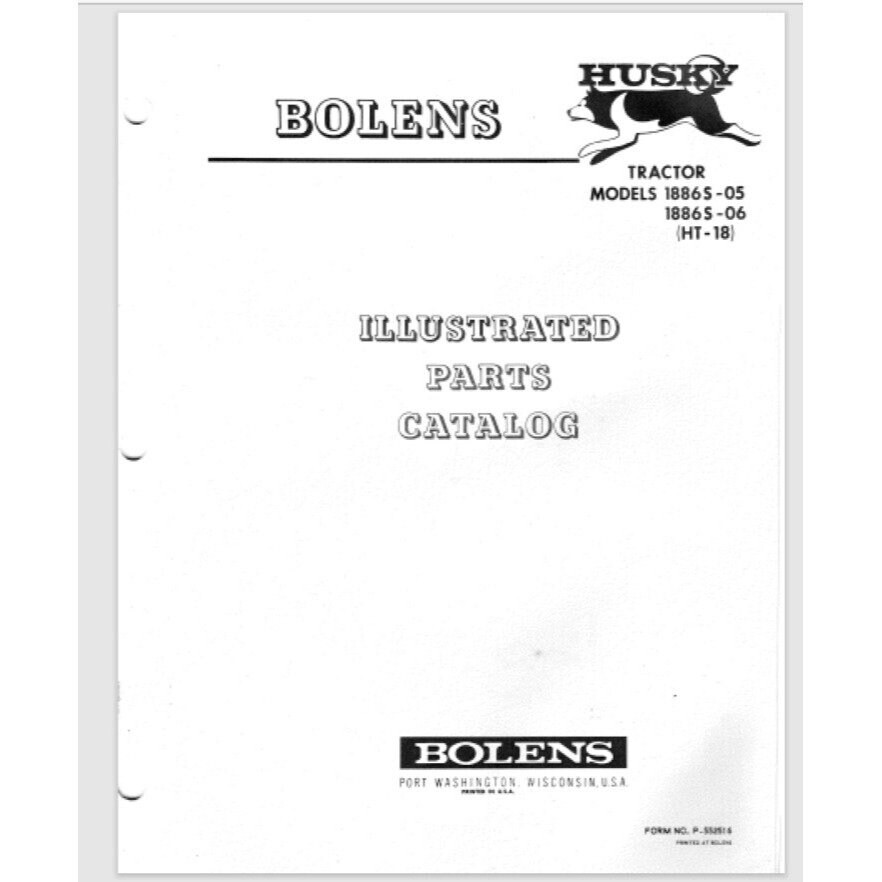 Bolens 1886s-05 ,1886s-06 Tractor Parts List Manual book gloss cover comb bound
