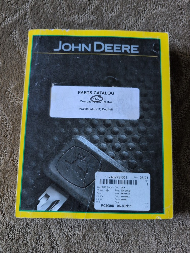 OEM JOHN DEERE 4520 TRACTOR PARTS CATALOG MANUAL PC9398 (Jun – 11) English