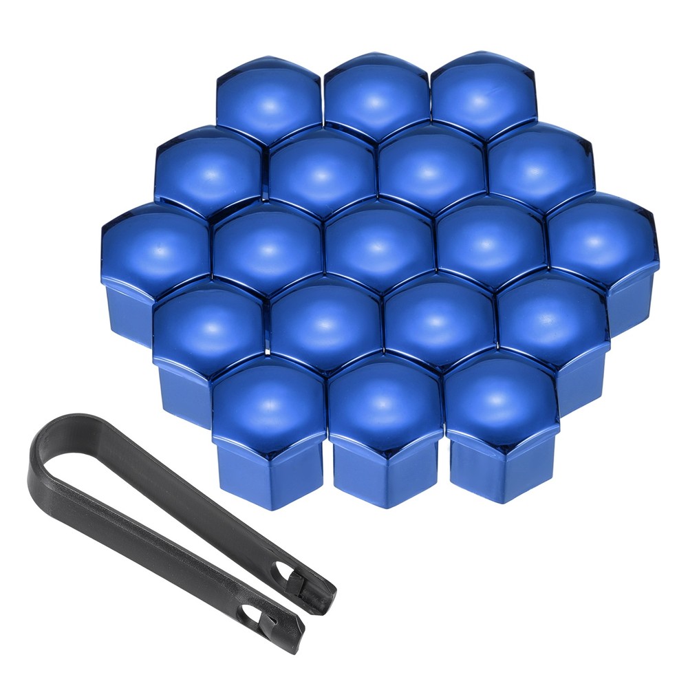 20Pcs 17mm Wheel Lug Nut Cover Bolt Caps Car Tire Nut Cover with Tongs Blue