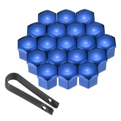 20Pcs 17mm Wheel Lug Nut Cover Bolt Caps Car Tire Nut Cover with Tongs Blue