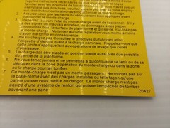 LIFTGATE WARNING STICKER 20427 FRENCH/ENGLISH 8-3/4″X 4″ ELEVATING GATE INS.NNB