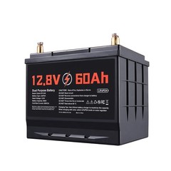 Uimoso 12V 60Ah LiFePO4 Lithium Battery with 800 CCA for Starting and Cycling