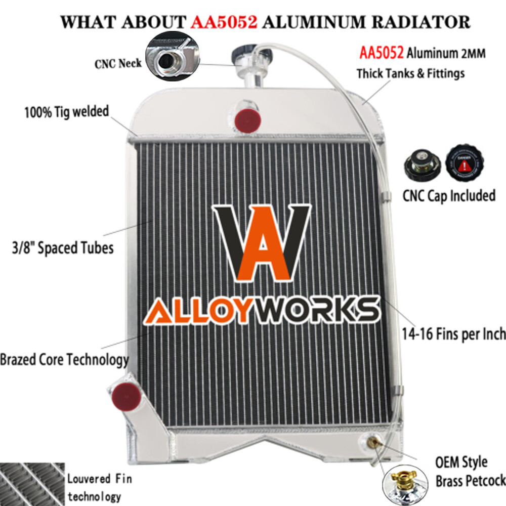 3-Row Aluminum Radiator Replacement For Ford 8N 9N 2N Models 8N8005 86551430