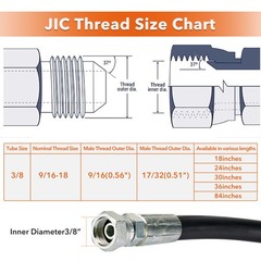 3/8″ Hydraulic Hose Assembly L:18″ Universal For Case John Deere