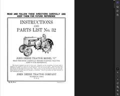 JOHN DEERE MODEL C TRACTOR OWNER OPERATORS MANUAL PDF FILE ON USB