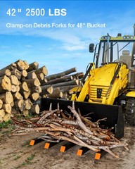 Clamp on Debris Forks Fits 48” Bucket, Heavy Duty 5-Tine 2500LBS Clamp-on Forks