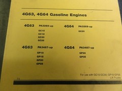 CAT Caterpillar 4G63 4G64 Gasoline Engines Lift Trucks Parts Manual 98715-40020