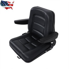 Adjustable Backrest Lawn Mower Tractor Seat Forklift Excavator Seat w/ Armrests