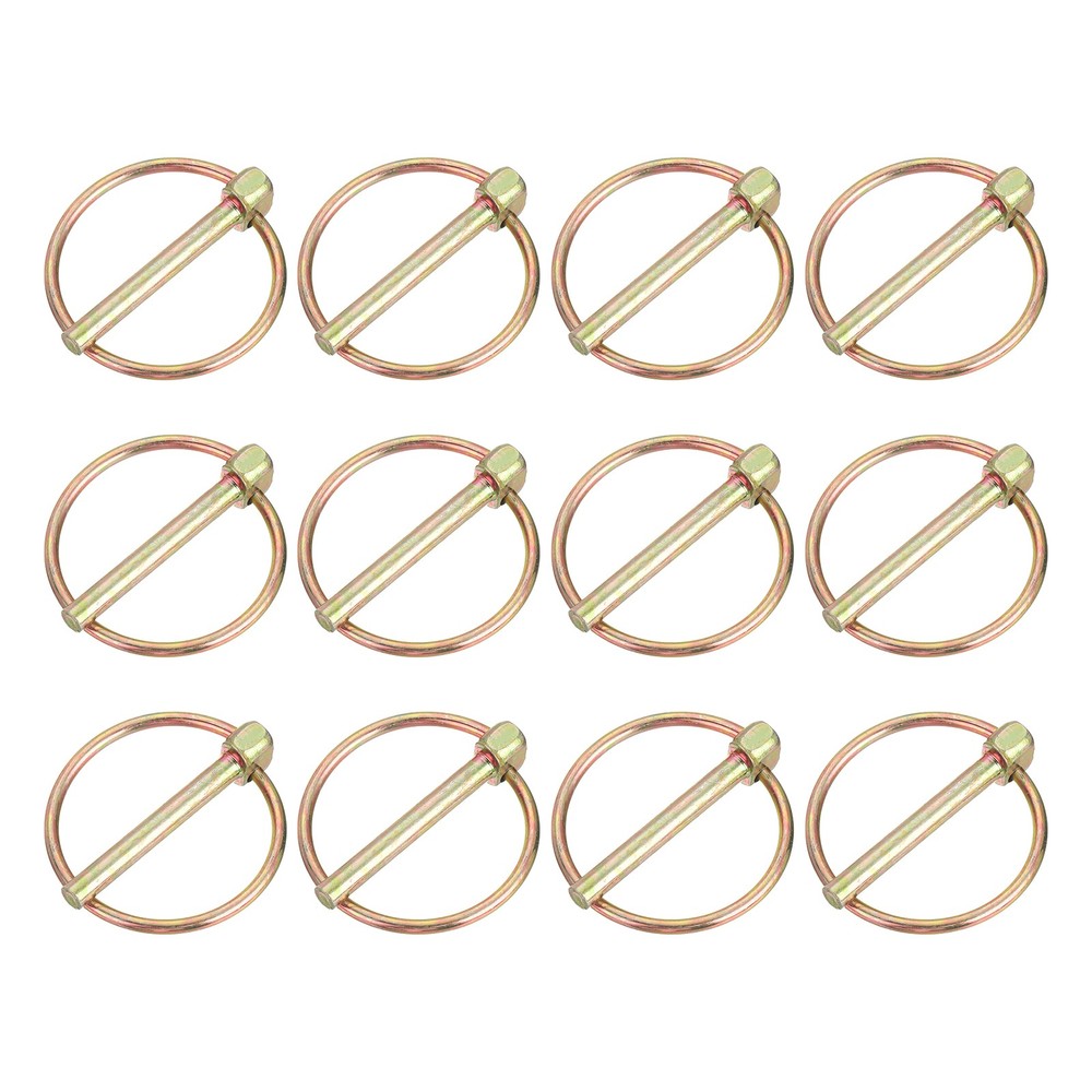 12Pcs 3/16″ x 1-1/2″ Linch Pin with Ring Carbon Steel Zinc Plated Color Zinc