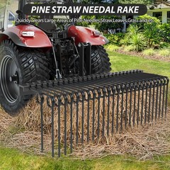 72″ Pine Straw Needle Rake 3 Point Landscape Rake Powder Coated Steel Spring
