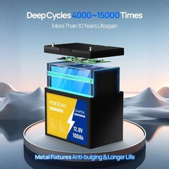 12V 100Ah LiFePO4 Lithium Battery BMS Deep Cycle for RV Marine Solar Off-grid