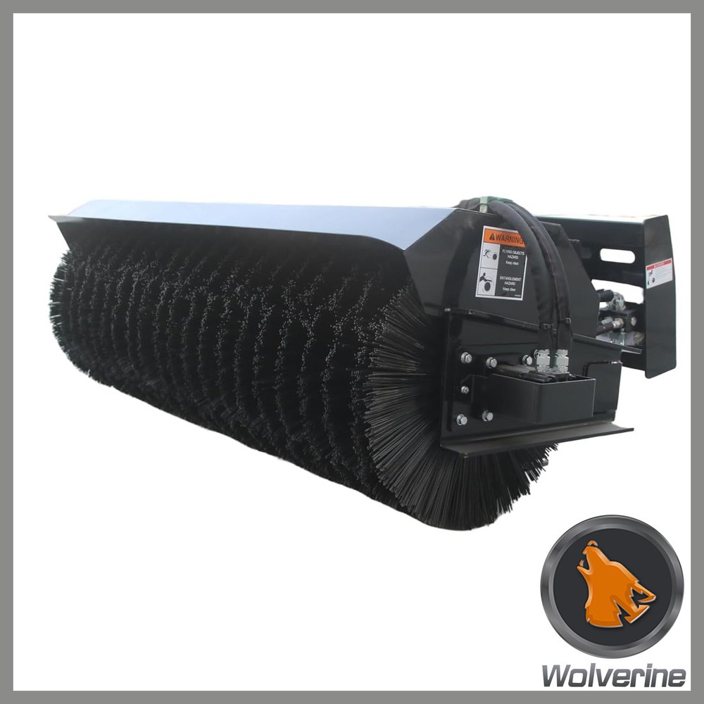 Wolverine 72″ 25° Angle Broom Sweeper Hydraulic Skid Steer Loader Attachment