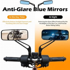 8mm/10mm Black Rectangle Motorcycle Rear view Side Mirrors compatible with Cruis