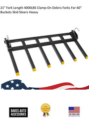 21″ Fork Length 4000LBS Clamp-On Debris Forks For 60″ Buckets Skid Steers Heavy