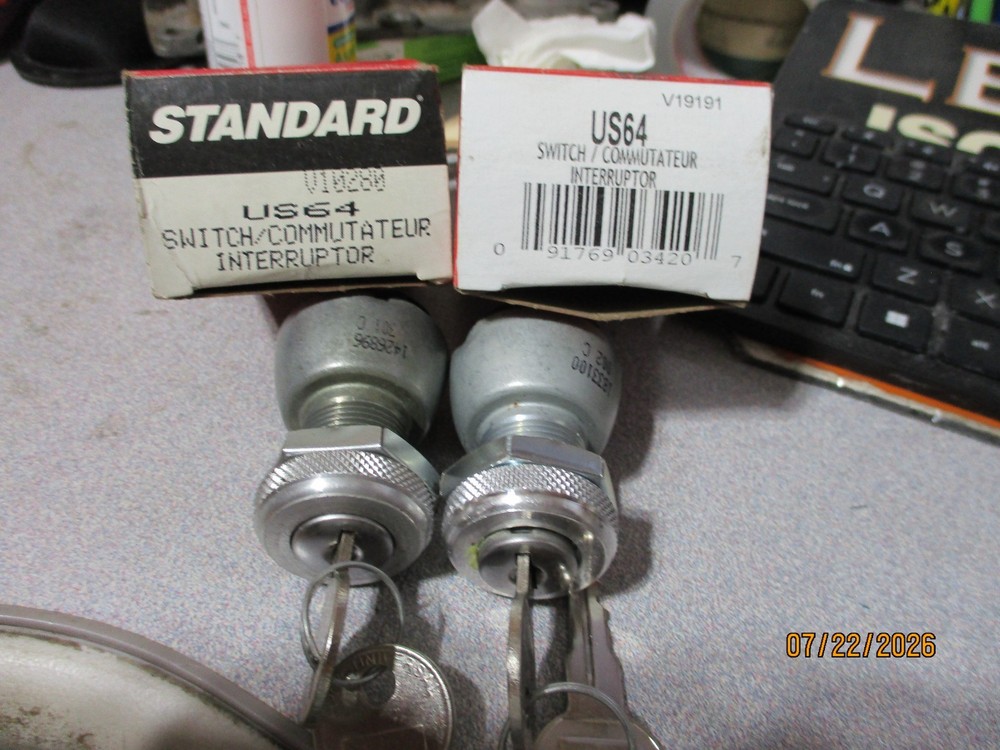 2) NEW OLD STOCK STANDARD ON/OFF KEY SWITCHS #US64 NOS, OPEN BOX, SCREW MISSSING