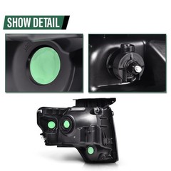 For 09-14 Ford F150 Black Smoke Lens Amber Reflector Headlights Pair DL3Z13008AF