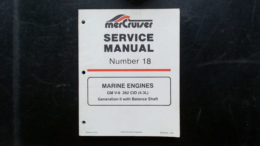 MerCruiser GM V-6 262 CID 4.3L Service Manual Number 18 1994