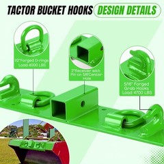 Heavy Duty Bolt On Compact Tractor Bucket Grab Hooks 2″ Receiver for John Deere
