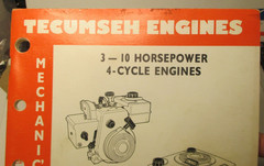1988 rev. Tecumseh Engines Mechanics Handbook 3-10 H.P. Part 692509