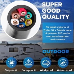 Tujoe 7 Way Trailer Wire 14/7 Heavy Duty 50FT 100% Pure Copper 7 Wire Trailer…