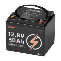 12V 50Ah LiFePO4 Battery, Up to 15000 Cycles, Deep Cycle Lithium Iron Phosphate