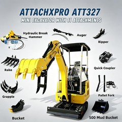 Mini Excavator Kubota D722 Engine Side Swing with 11 attachments Free Ship