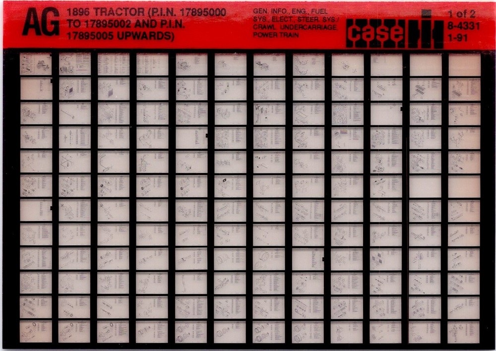 JI Case / Case IH 1896 Tractor Parts Catalog Microfiche Manual 8-4331