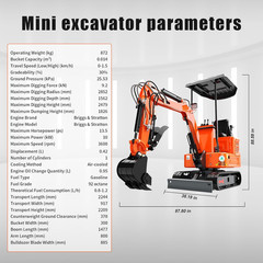 mini excavator1ton, 13.5 hp, hydraulic grab | Pilot control/B&S engine, EPA