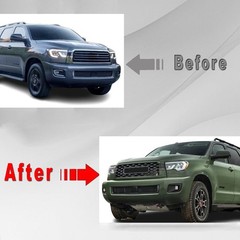 Front Grille for 2010-2021 Sequoia TRD Matte Black with 3 LED Lights
