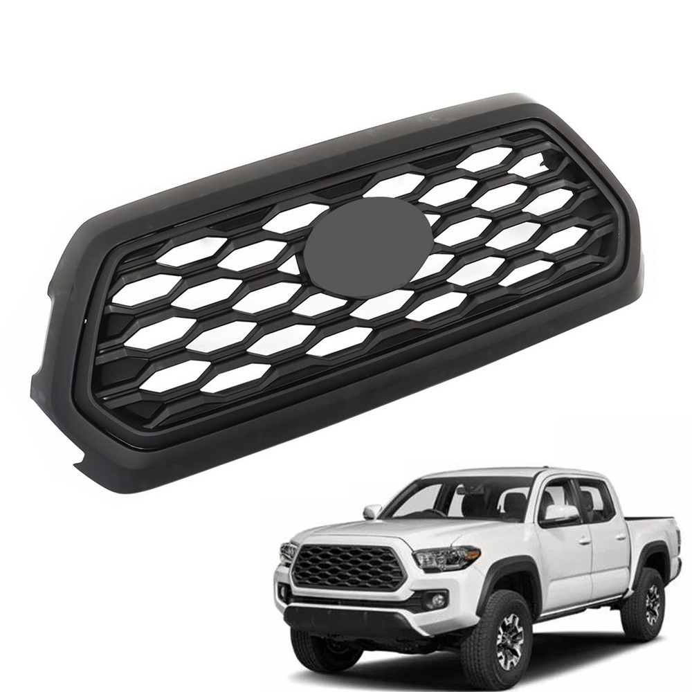 Front Upper Grille Honeycomb Grill Assembly Matte Black Tacoma 2016-2022