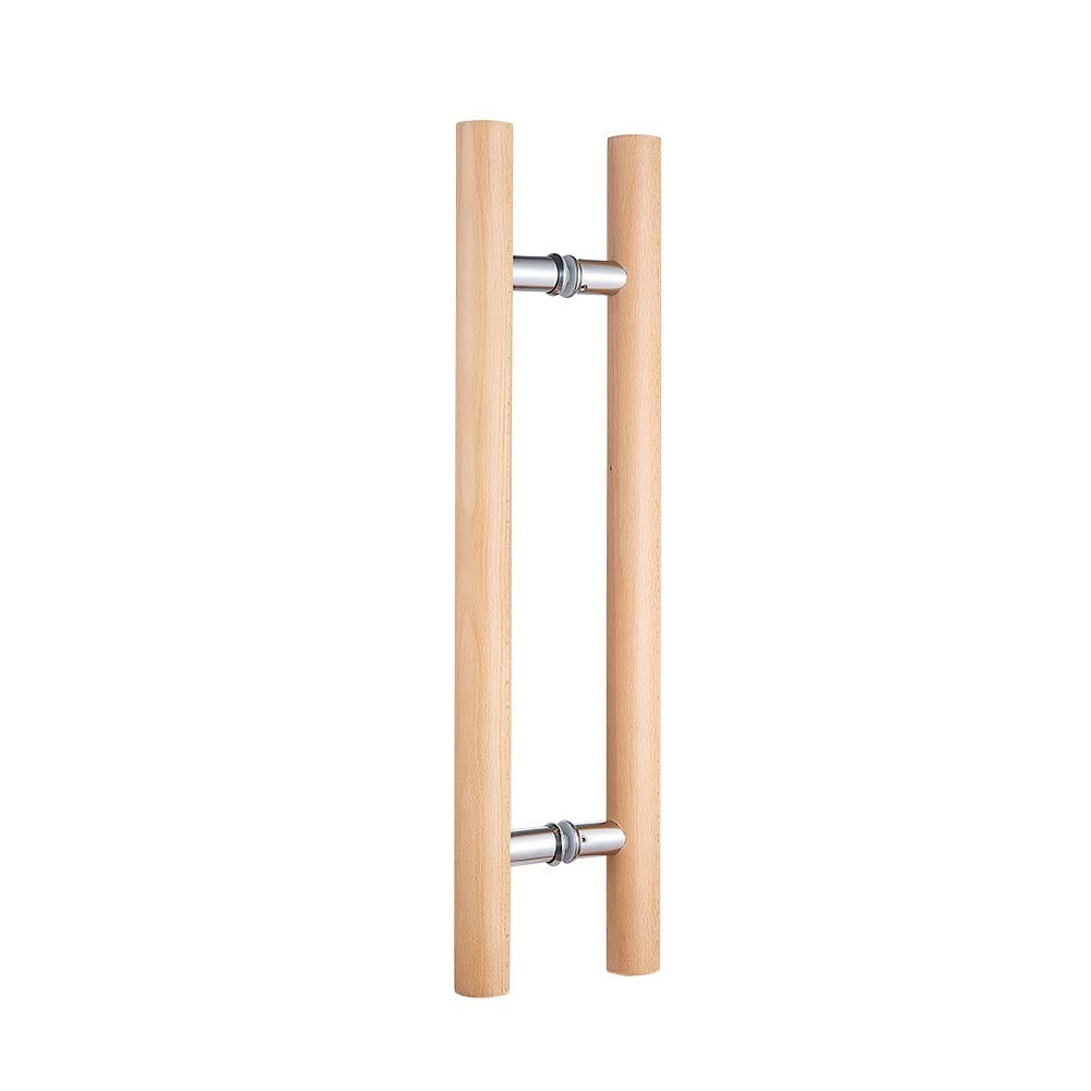 Glass Door Handle 304 Solid Length 16inches, Wood color(Straight connector)