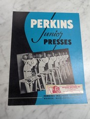 PERKINS SALES LITERATURE BROCHURE INFORMATION MACHINE JUNIOR PRESSES CATALOG