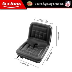 Black Universal Compact High Back Lawn Tractor Seat with Mounting Bolt Patterns