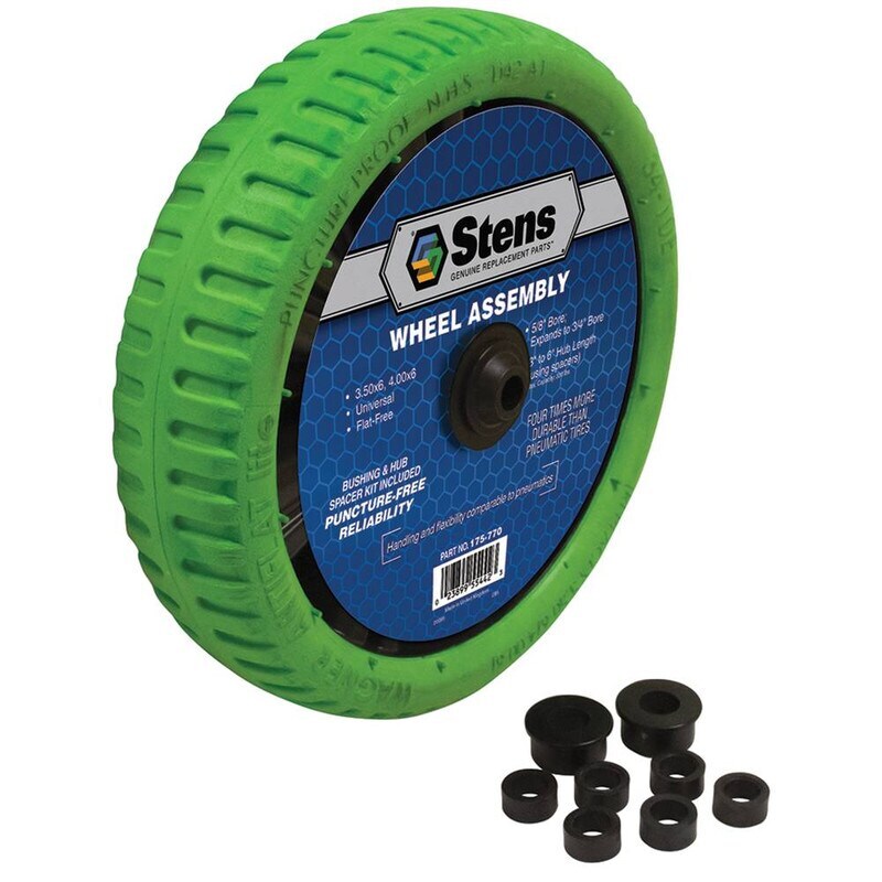 4.00×6 Flat-Free Wheel Assembly, 5/8″ Bore, Puncture-Free, Durable, Universal