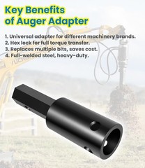 Auger Adapter Conversion 2-9/16 inch female Round to 2 inches Male Round