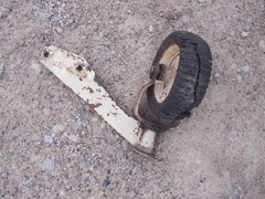 IH International 3160U Belly Mower front guide DAMAGED wheel w/ mounting bracket