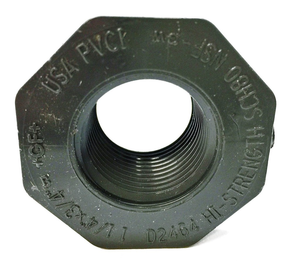 USA PVCI 1-1/4″ X 3/4″ Reducer Bushing SCH80 PVCI D2464 [Lot of 19] NOS