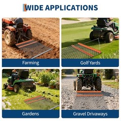 Heavy Duty Drag Harrow 4×5 ft Chain Harrow Lawn Rake ATV UTV Tractor Attachments