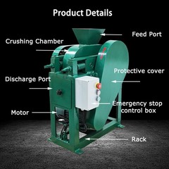 220V Double Roller Crusher Stone Ore Breaker Crushing Mill Machine Pulverizer