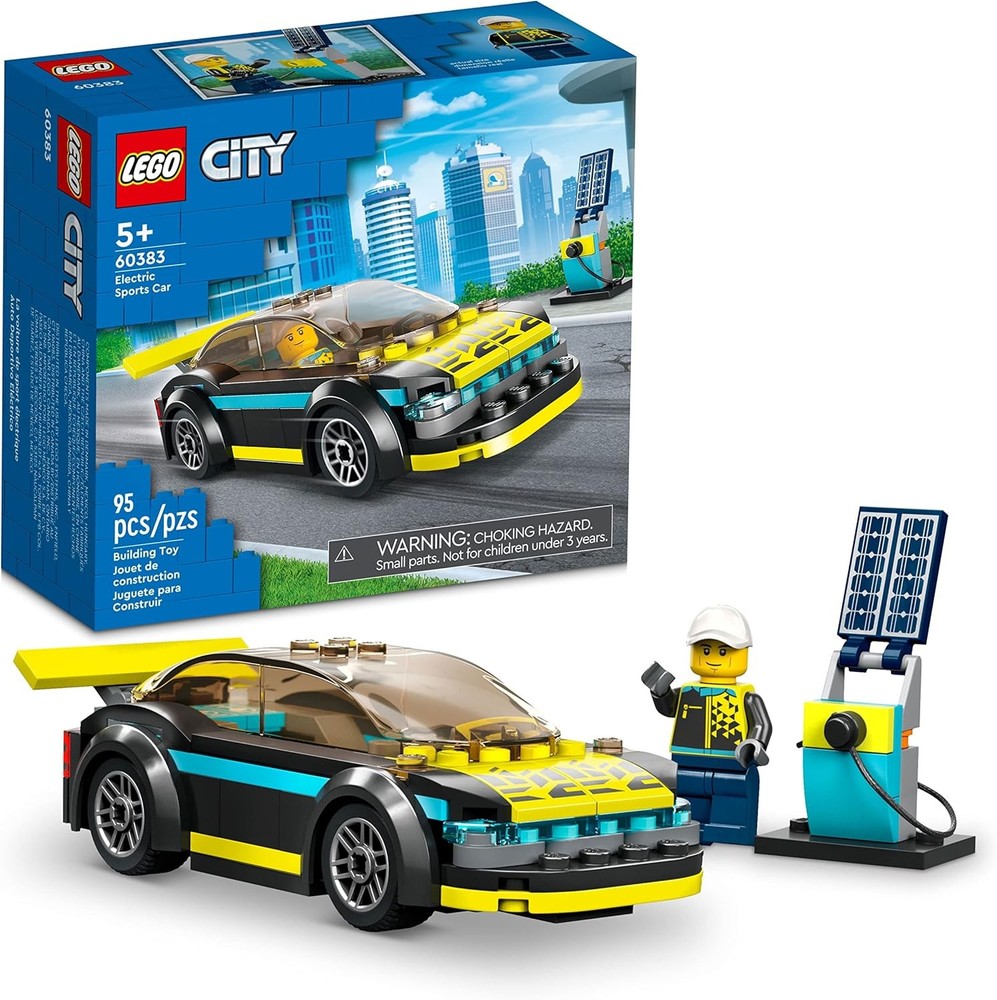 LEGO City Electric Sports Car 60383, Toy for 5 Plus Years Old Boys and Girls, Ra