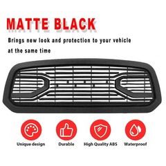 Front Grille for 2013-2018 Ram 1500 Matte Black Letters Big Horn Style
