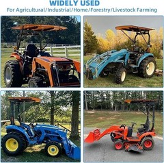 Tractor ROPS Canopy Sun Shade Roof Fits 2×2 & 2×3 ROPS 53.7″x53.3″ Black & Orang