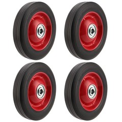 PINGEUI 4 PCS 8 Inch Solid Rubber Tire, Flat Free 8 inches, black, red