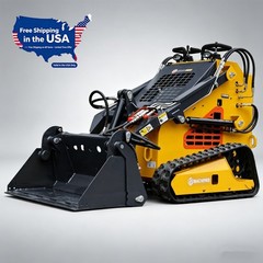 24HP Mini Skid Steer Tracked Loader 2-Cylinder 3-Pumps Engine w/ 4-in-1 Bucket