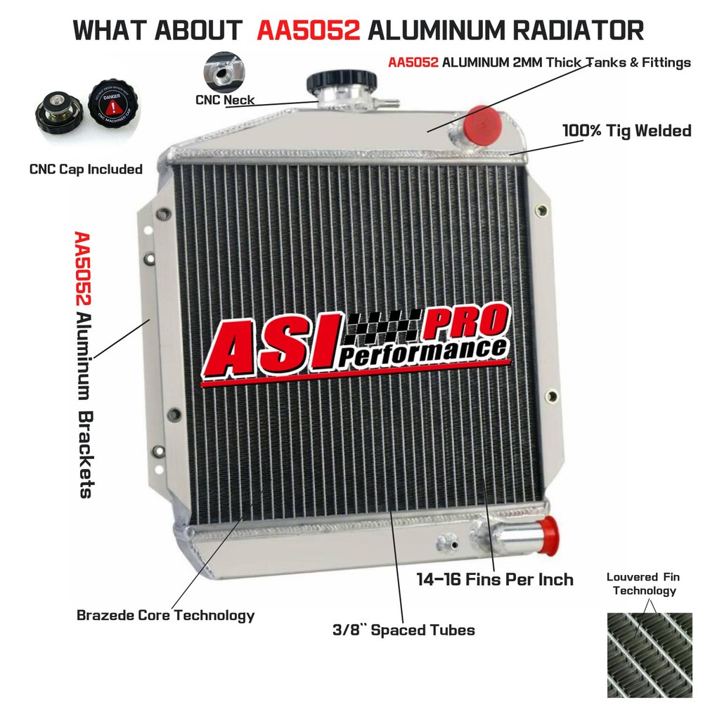 119621-44500 3 Row Full Aluminum Radiator for Yanmar 3TNE74 Diesel Silver ASI