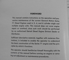 1955 CUMMINS General Motors Series 71 3-4-6 Cyl Diesel Engine Operators Manual