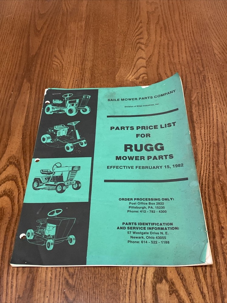VTG 1982 RUGG MOWER REPLACEMENT PARTS PRICE LIST SAILE COMPANY ELLAS INDUSTRIES