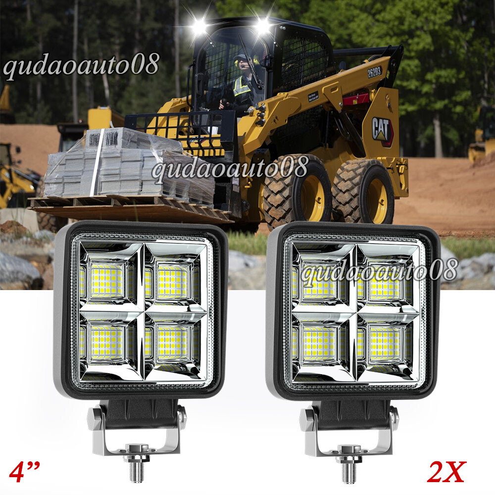 2PCS 4″ Square LED WORK LIGHT fit CAT Skid Steer 289D3 277D 289D 226D 249D 297D2