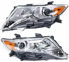 2009-2016 Toyota Venza Halogen Headlight Assembly Black Housing Clear Lens Pair